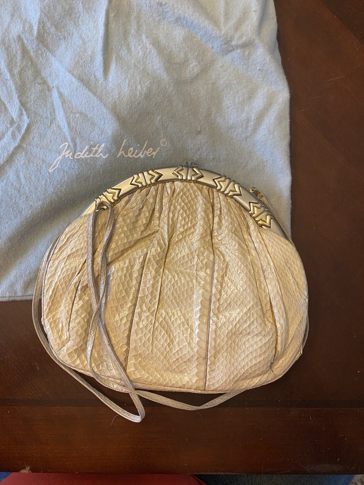 judith leiber handbag vintage CREAM SNAKESKIN