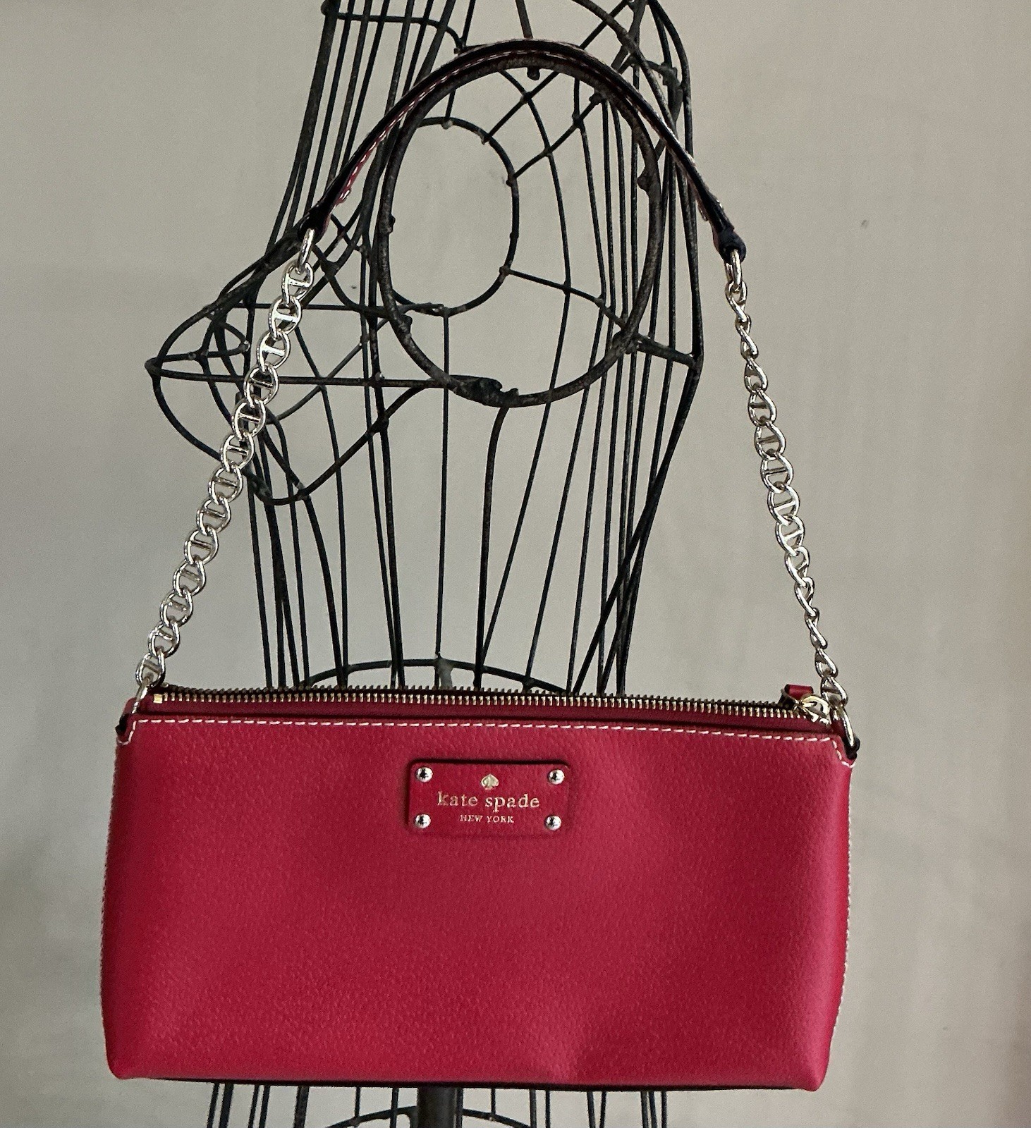 Kate Spade New York Wellesley Byrd Bag Red Pebbled Leather Shoulder Handbag NEW