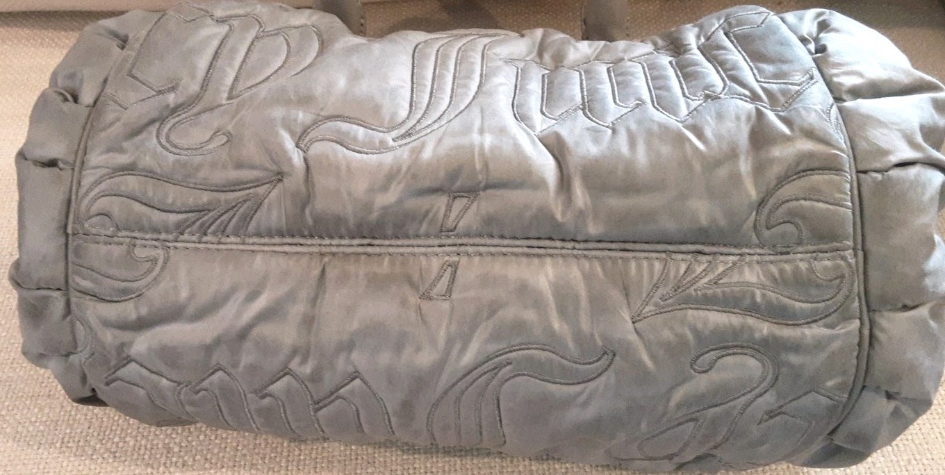 JUICY COUTURE-GRAY Baguette-Quilted Stitched Logo-Daydreamer Y2k-Leather Details