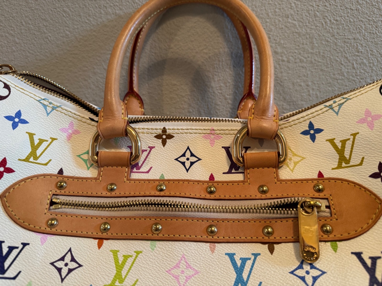 Louis Vuitton Takashi Murakami Monogram Multicolore White Rita Handbag w/ Straps