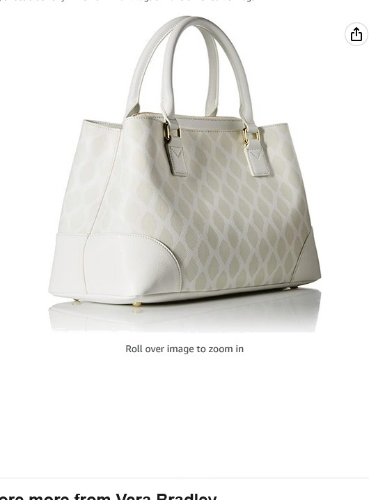 Vera Bradley Emma Ikat Diamonds Satchel Oyster White Leather Cross Body Strap