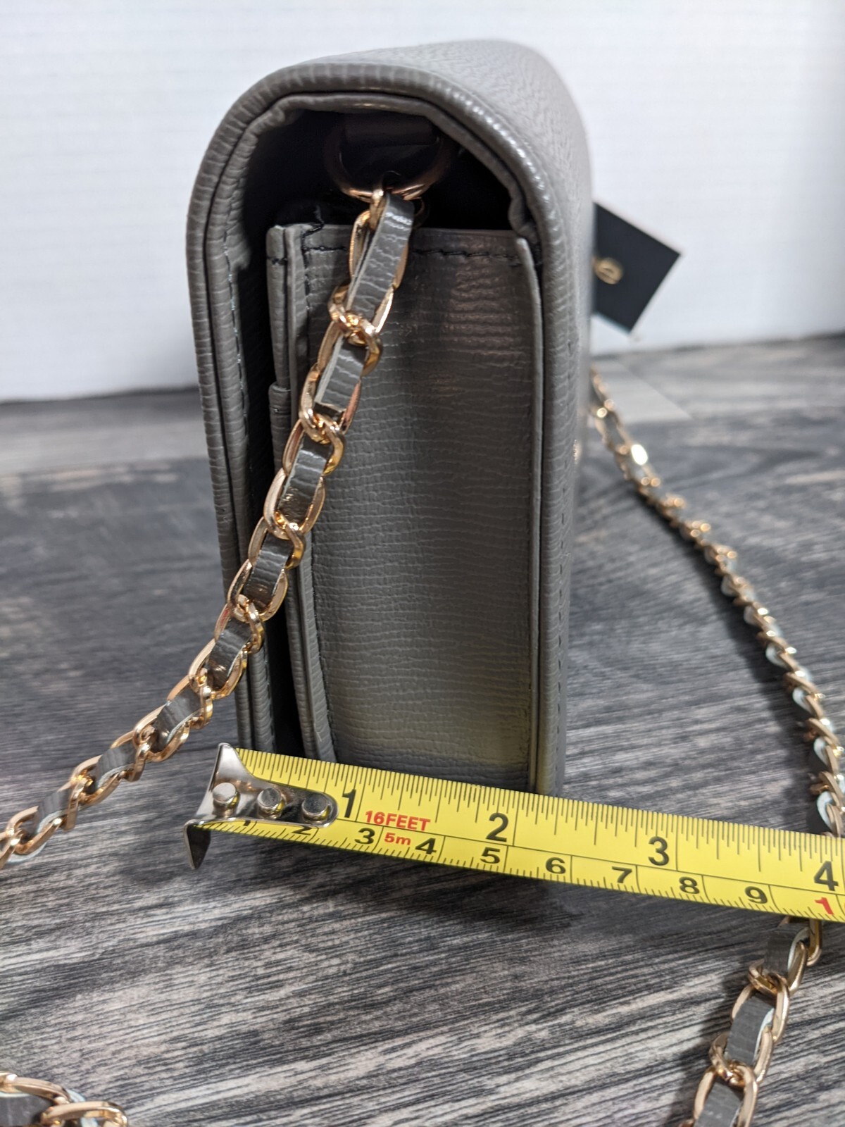 Bebe Fabiola Saffiano Gray Gold Crossbody Purse Mini Shoulder Bag NWT MSRP $69