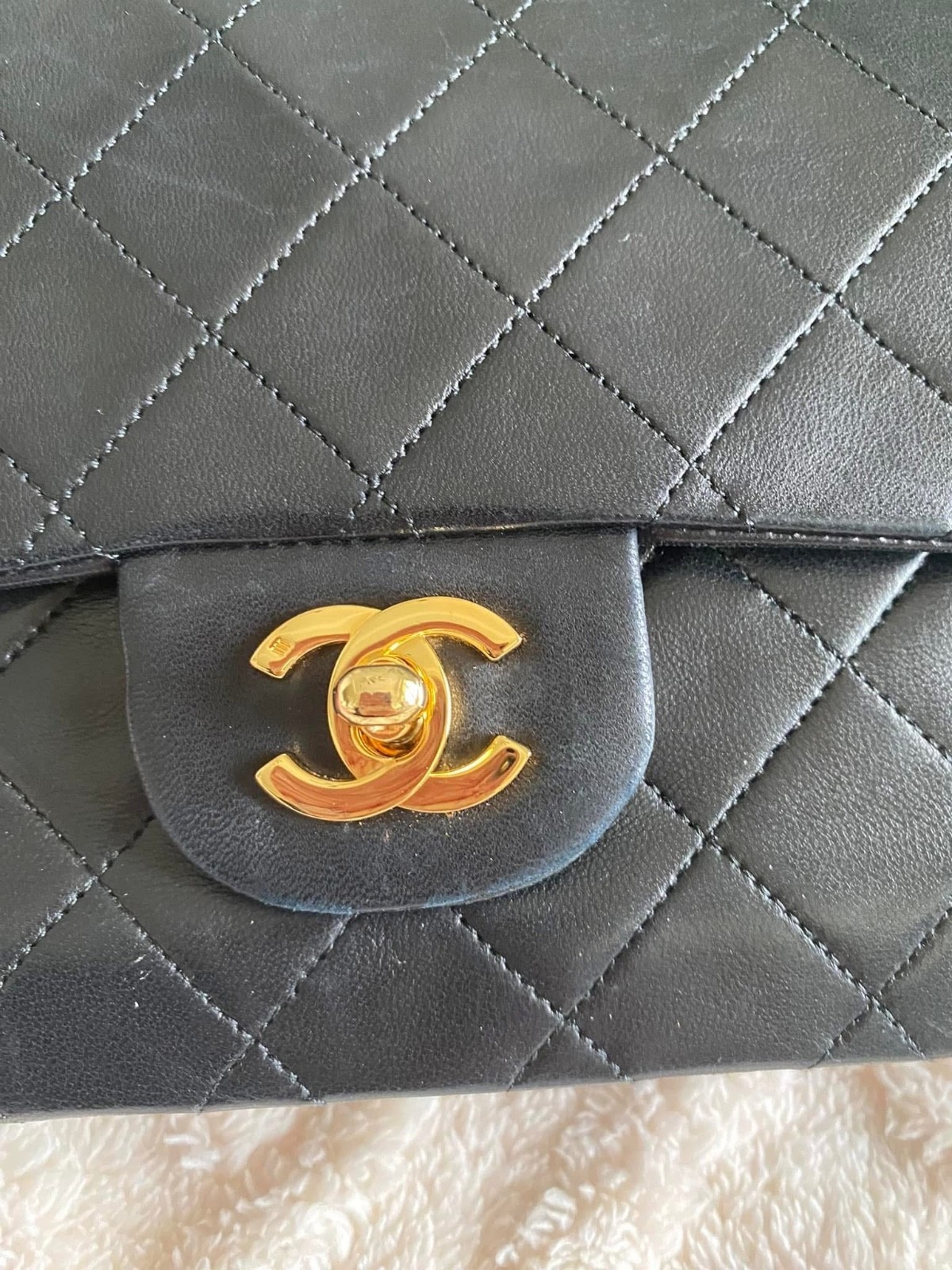 Chanel Vintage Classic Double Flap Bag Quilted Lambskin Medium