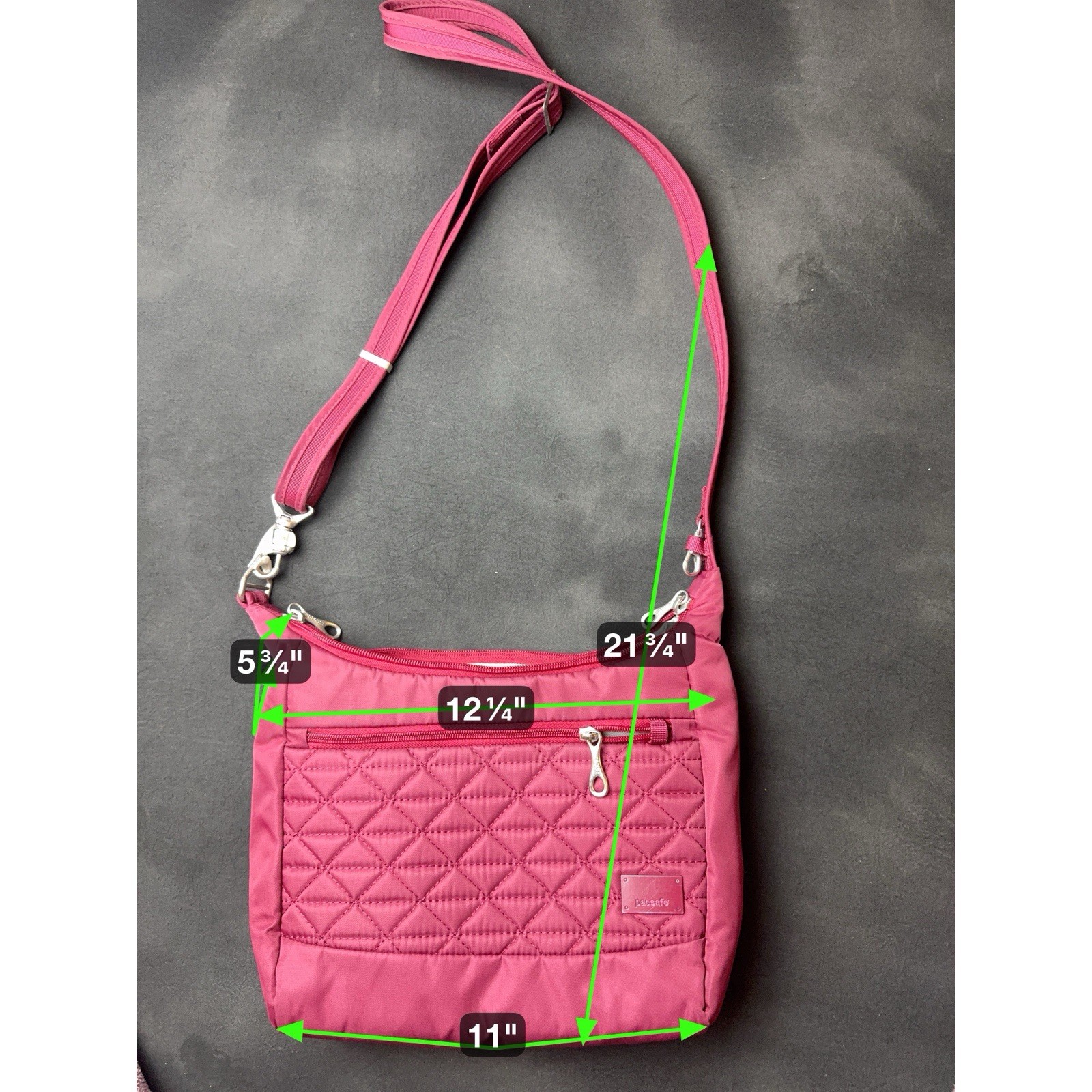 Pacsafe Maroon Citysafe CS- Series Crossbody Bag RFID Quilted Travel Smith
