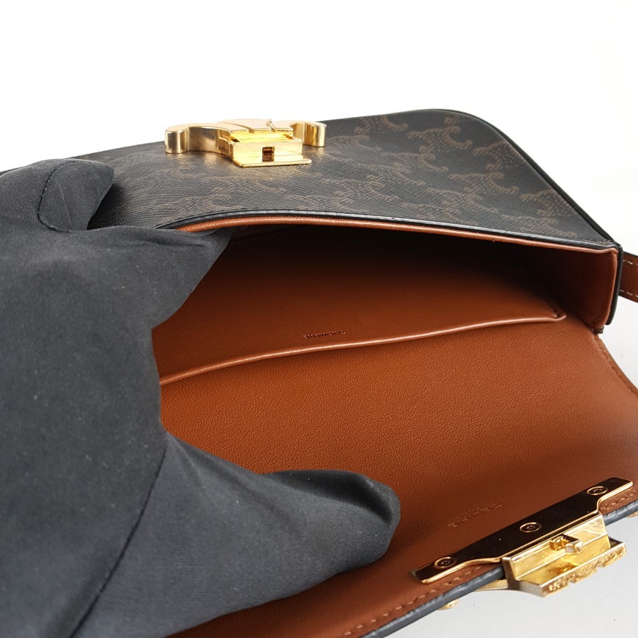 Celine black Triomphe canvas small women’s shoulder underarm handbag