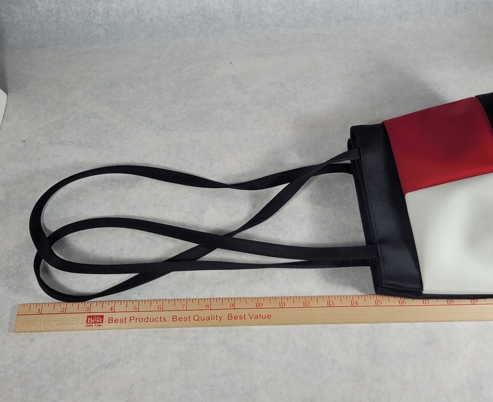 Vintage Classy Black/White/Red Fabric Shoulder Purse Bag Korea NICE!