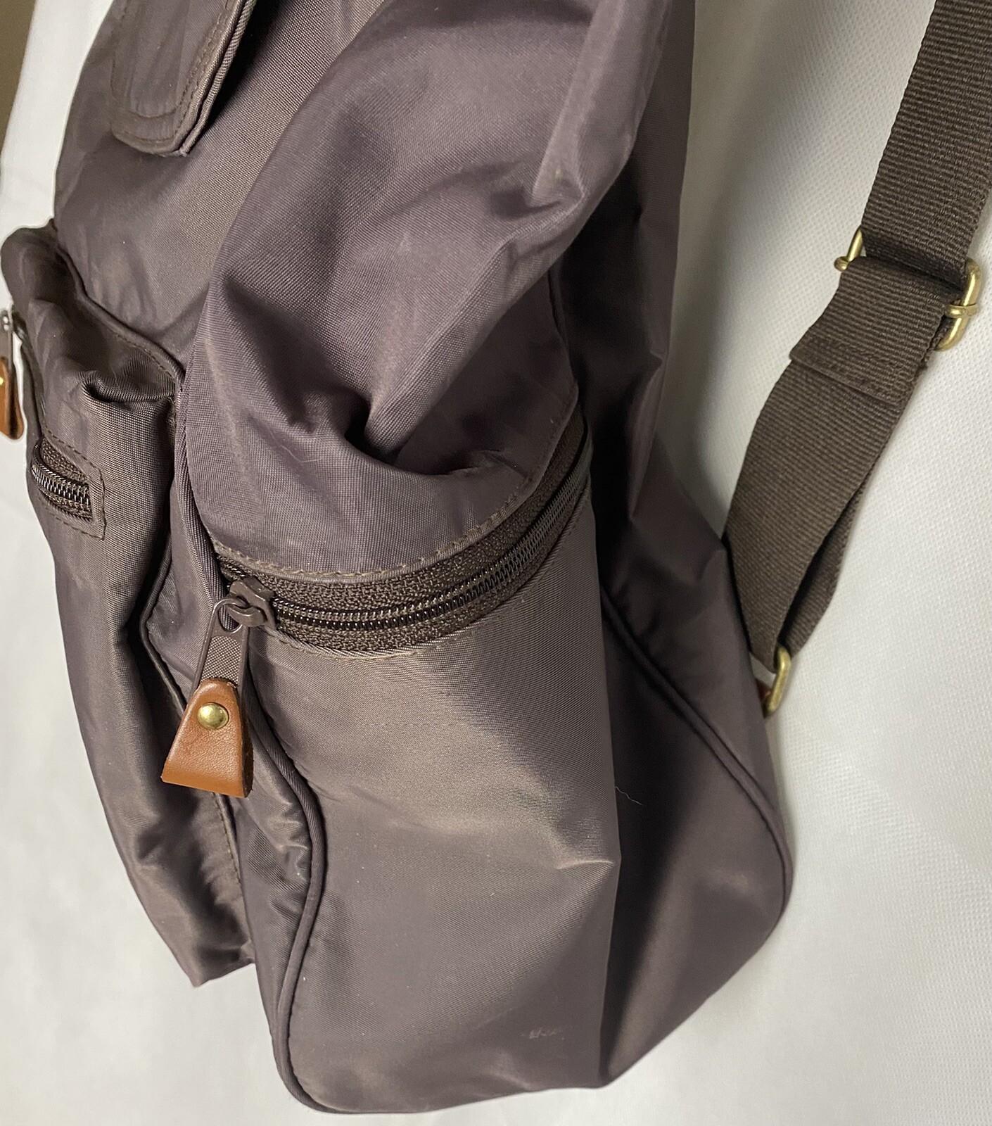 JG Hook Backpack/Purse Changing Bag Brown Adjustable Straps Nylon W/Compartments
