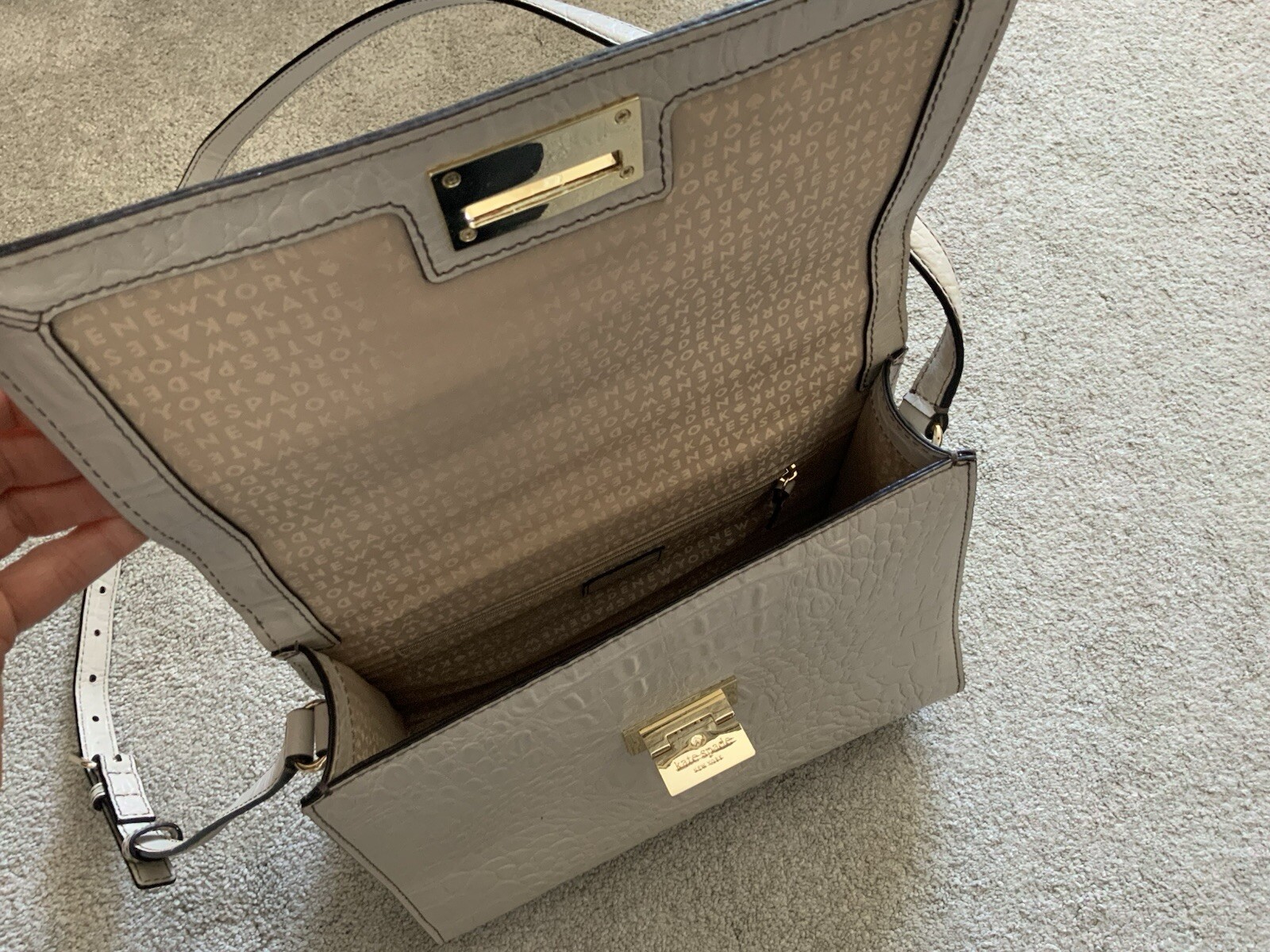KATE SPADE Satchel Handbag DORIS ORCHARD VALLEY Sidewalk Croc Embossed Leather
