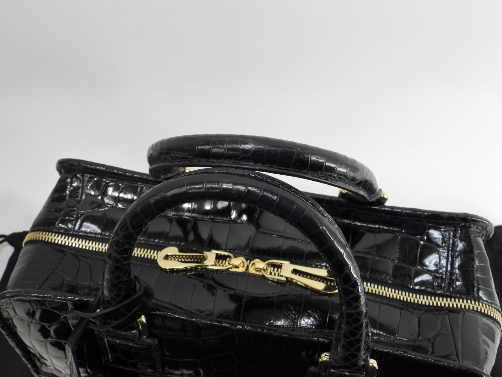 Loewe Amazona 28 Croco Black Handbag Gold Hardware 11.4*6.6*5.3 inch