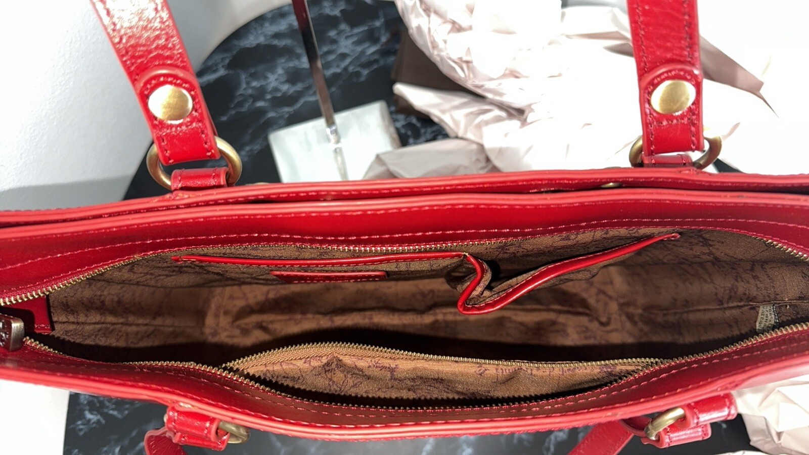 PATRICIA NASH Discovery Leather Bonzano Tote Ruby Red Large Bag AUTHENTIC NEW