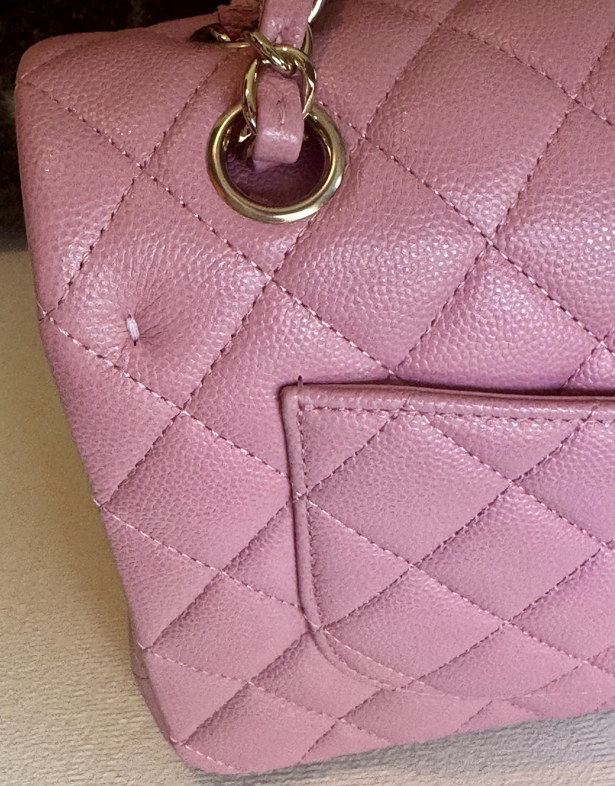 CHANEL Small Classic Double Flap Bag Sakura Pink Caviar w/ light gold Hw