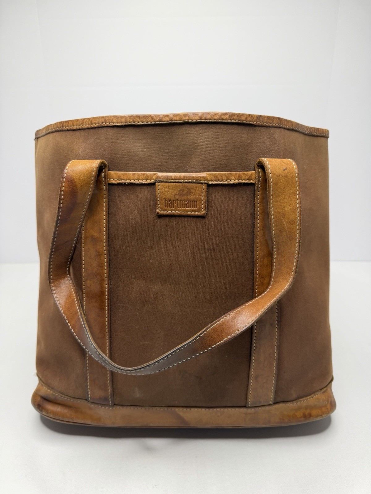 Hartmann Large Brown Canvas Honey Leather Trim Shoulder/Hand/Tote Bag P131