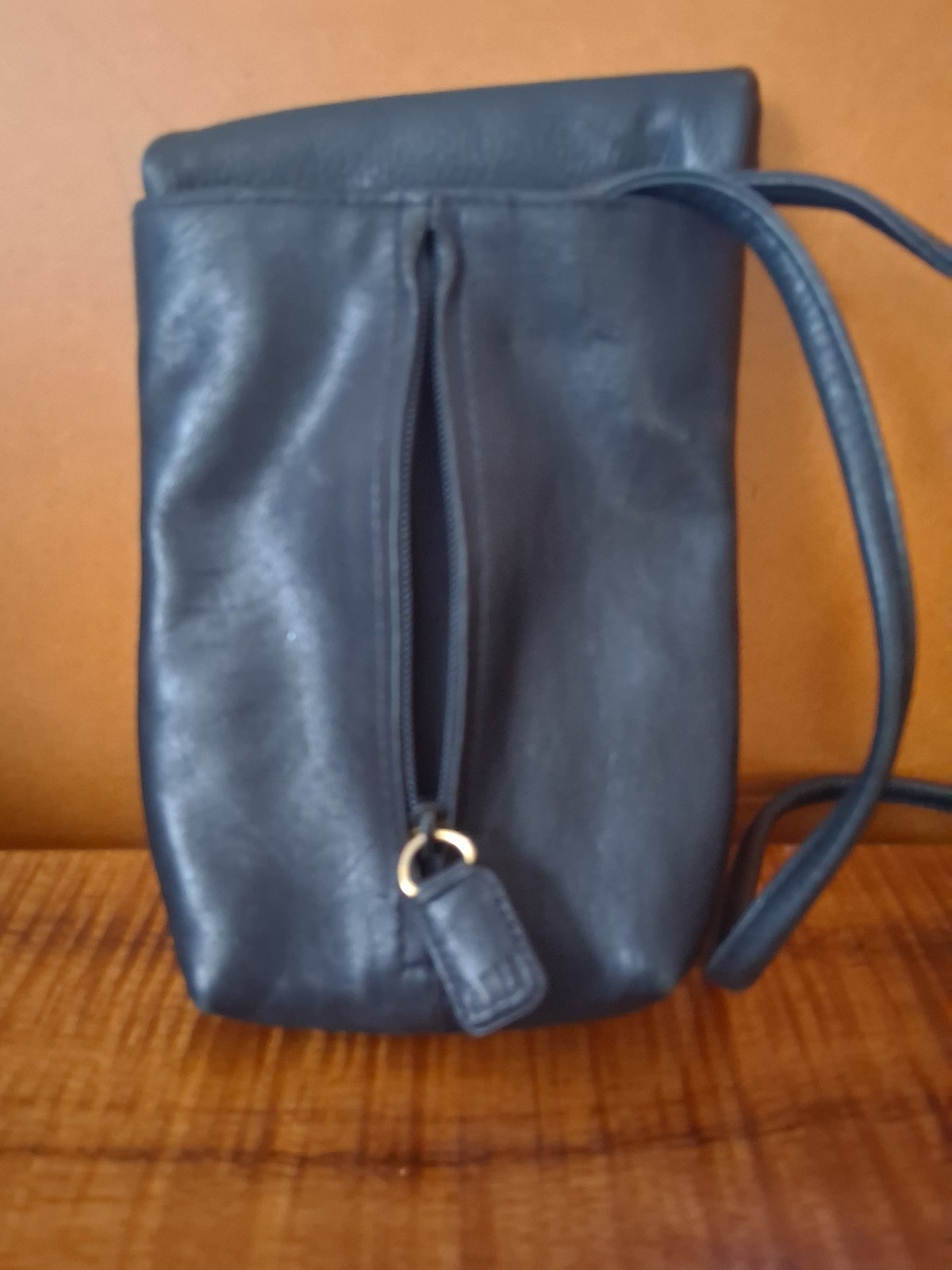 Blue Solid Crossbody Bag Snap Closure Gold Tone Hardware Shoulder Strap