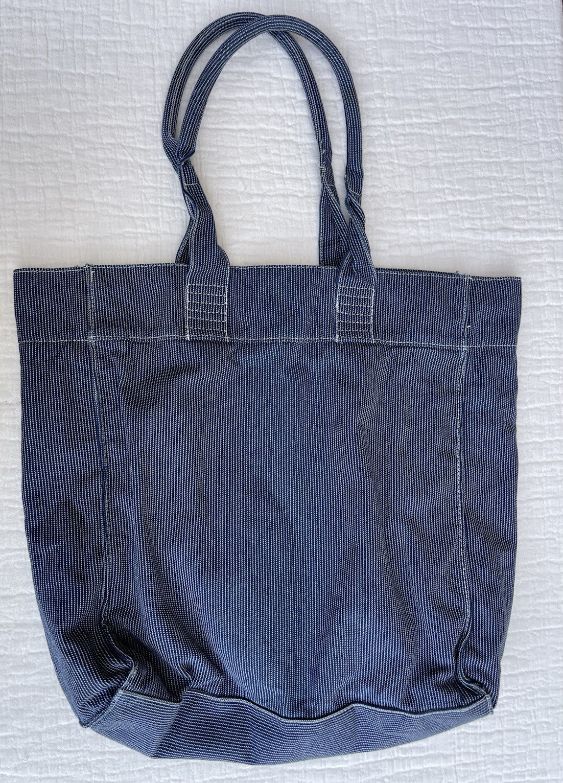 Vintage OshKosh B’gosh Blue Denim Tote Bag Large Cotton Shoulder Shopper USA