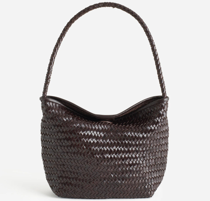 Madewell The Signature Woven Shoulder Bag Coffee Bean Leather Purse