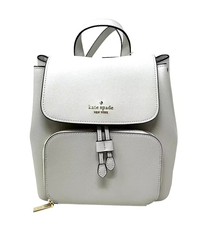 Kate Spade Kristi Medium Flap Backpack Quill Grey Leather KA695 NWT $379 MSRP FS