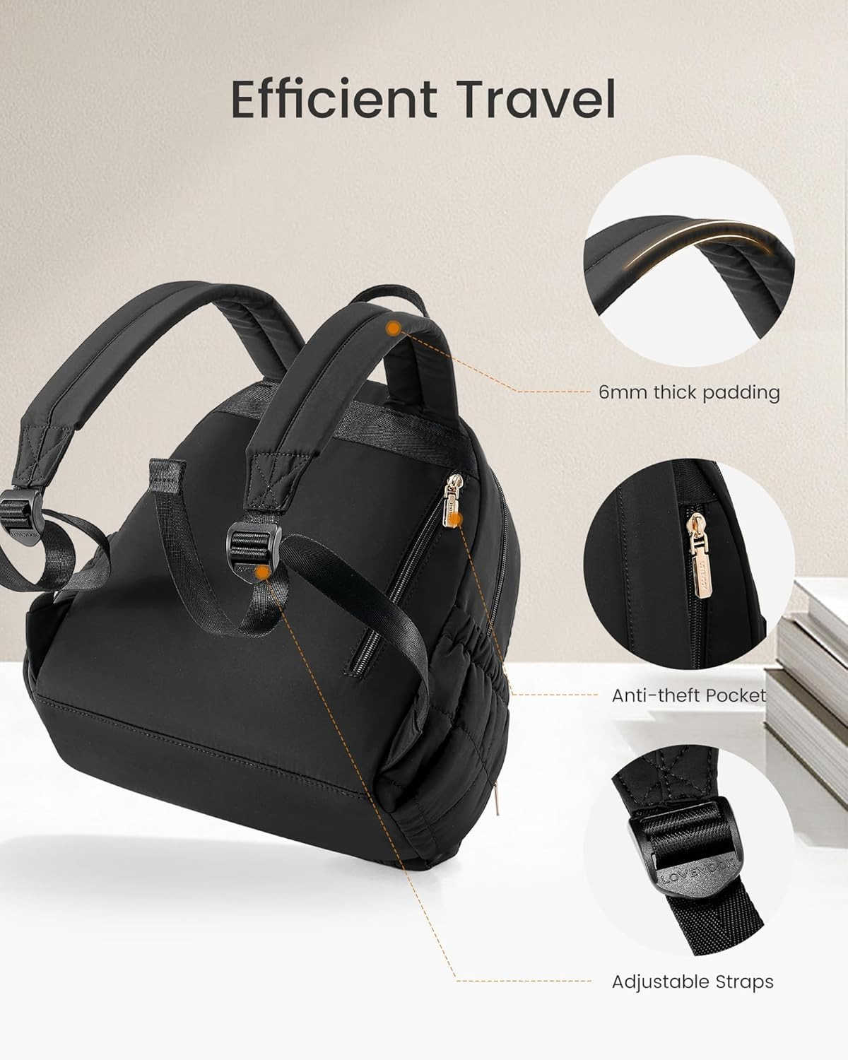 Small Backpack Purse for Women, Mini Puffer Backpack with Anti-Theft Pocket, Lig