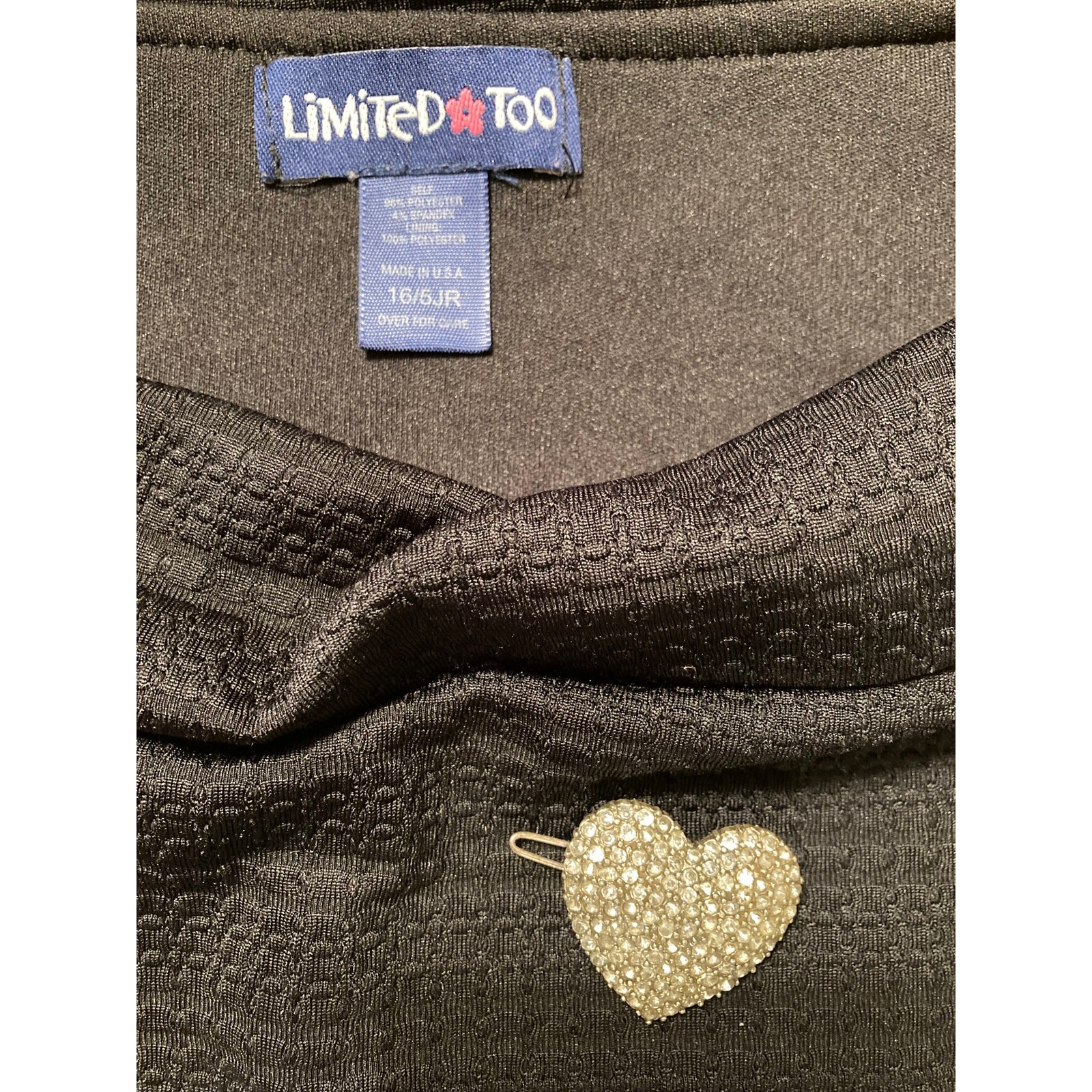 Limited Too Sz 16/5 Black Dress and Purse Multi Pocket Makeup Case Heart Charm