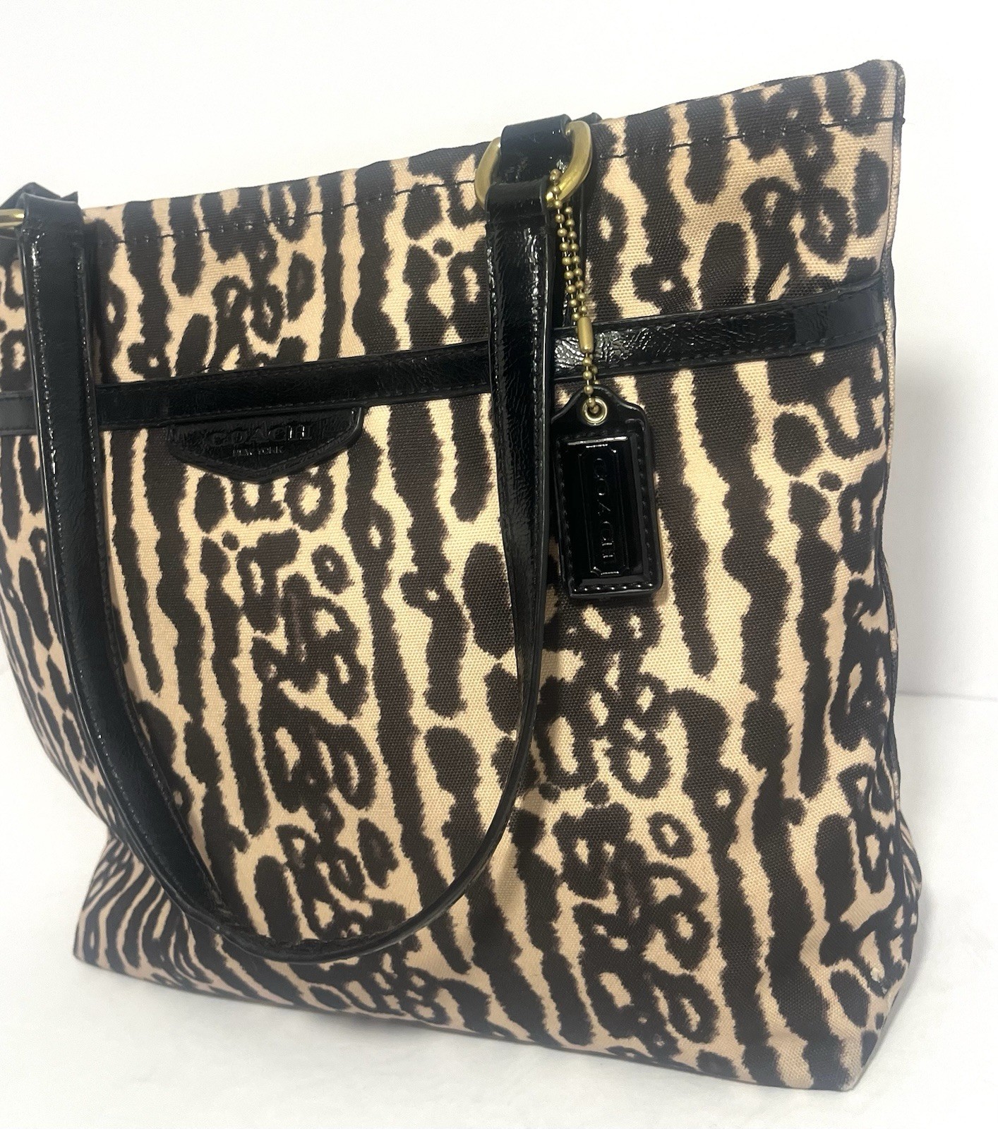 Coach Signature Leopard Ocelot Animal Print Zip Shoulder Bag