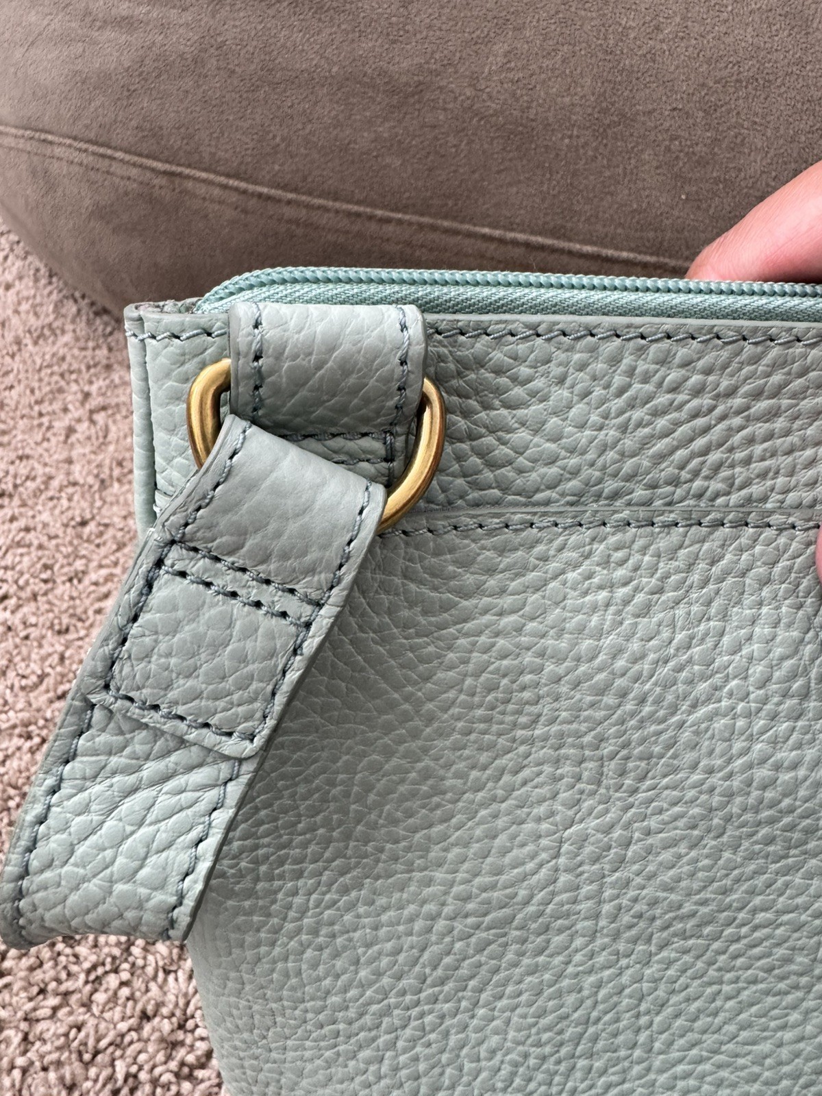 Fossil Pebbled Leather Crossbody Bag Robins Egg Blue RFID Wallet Zip Around Set
