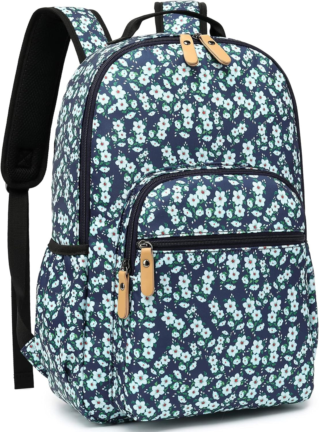 Water-Resistant Floral Laptop Backpack Women Travel Bag Bookbags Satchel (Dark B