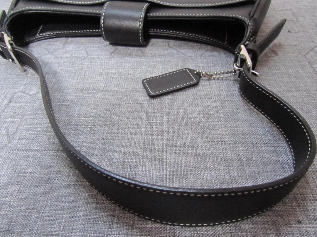 Authentic COACH Leather Mini Bag Black 15cm x 28cm Womens Shoulder Bag