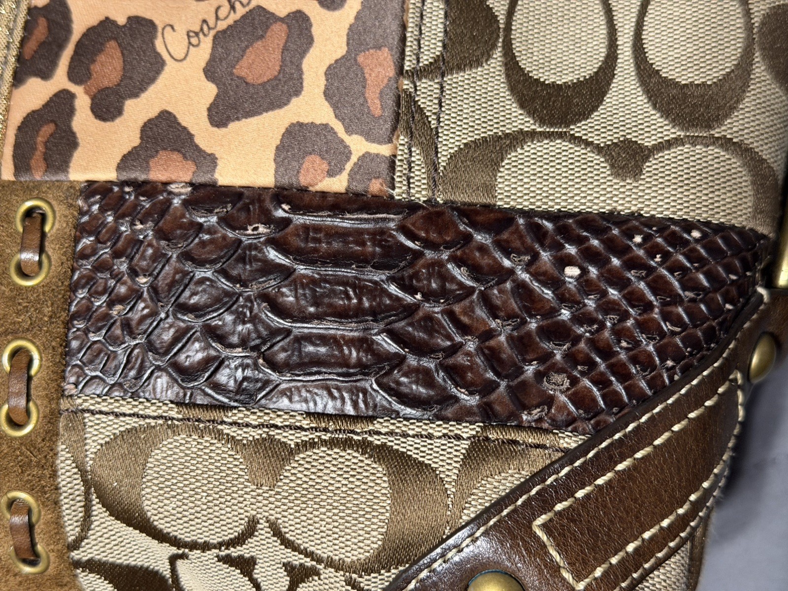 Vintage Y2K Coach Carly Patchwork Hobo Bag 11496 – Mixed Leather Animal Print