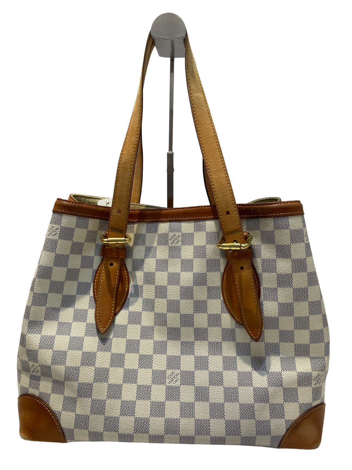 Louis Vuitton Damier Azur Hampstead Shoulder Bag MM Beige/Gray Canvas