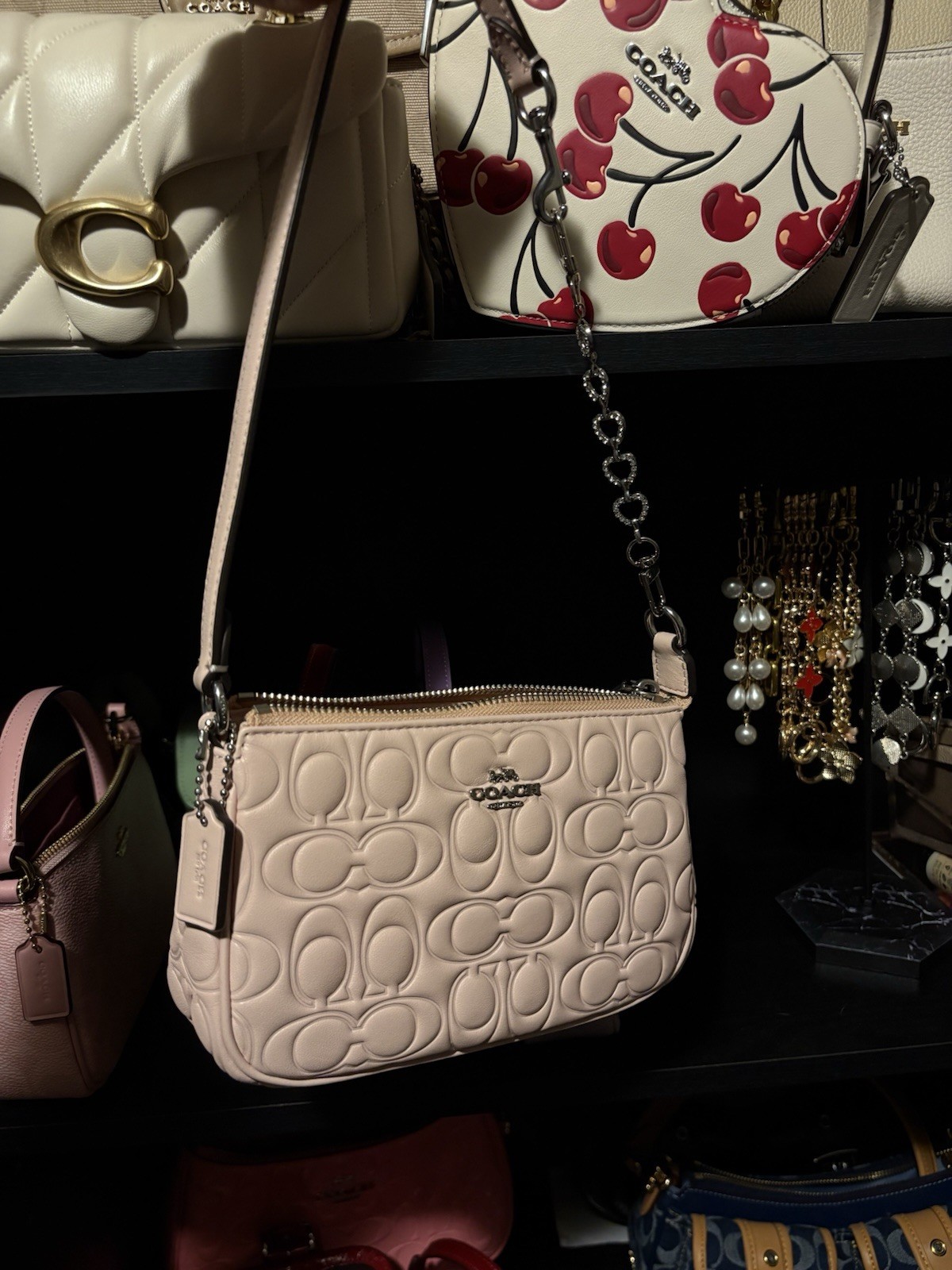 Coach Nolita 19 Quilted Leather Blush/Silver Zip Shoulder Bag