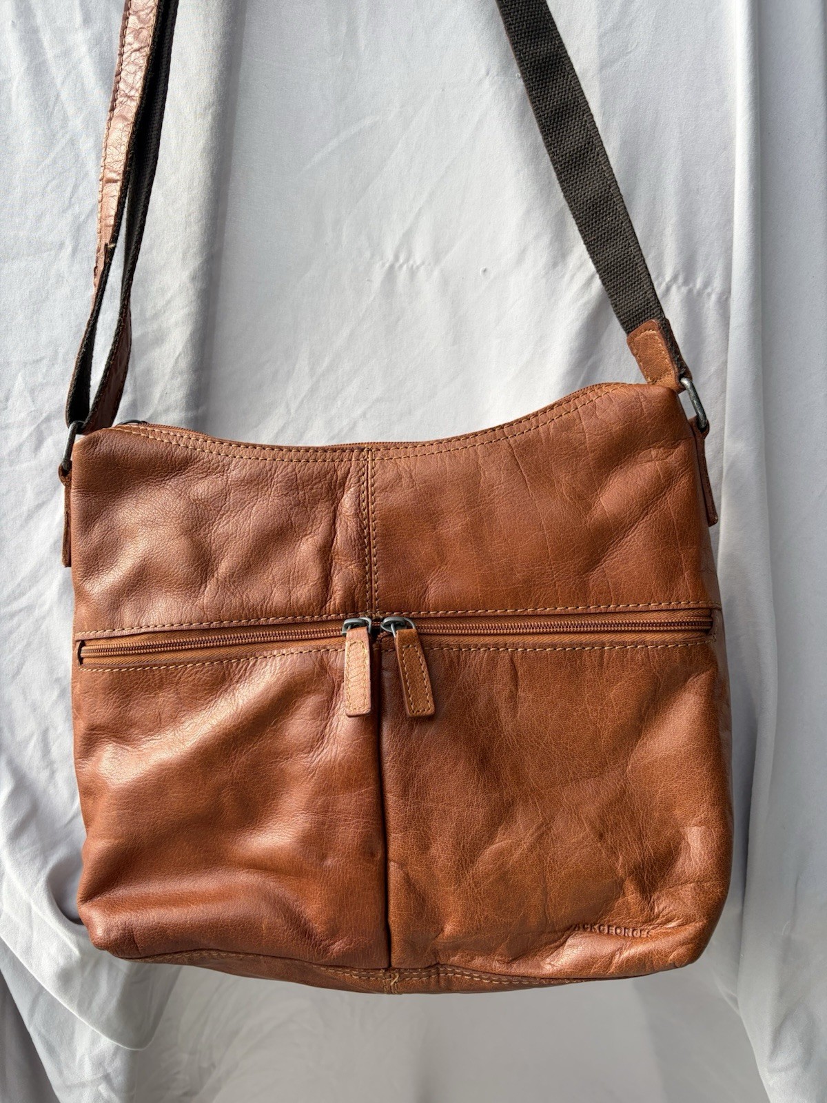 Jack Georges Uptown Hobo Crossbody Leather Shoulder Bag Brown