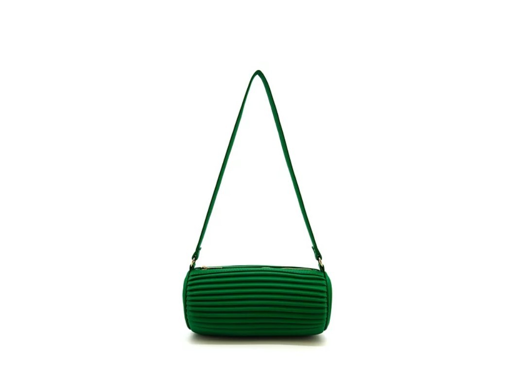 LIKE DREAMS Laila pleated barrel women’s mini shoulder bag – Green~