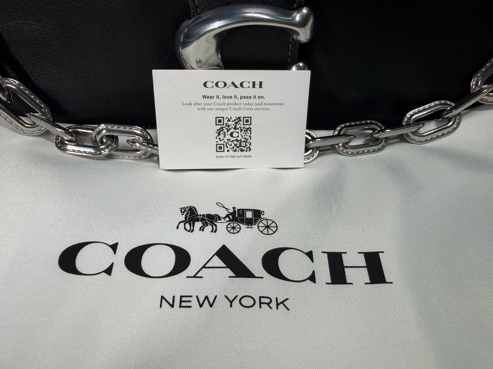 Coach Chain Tabby 26 Black Glovetanned Leather Silver Hardware 3 Straps EUC