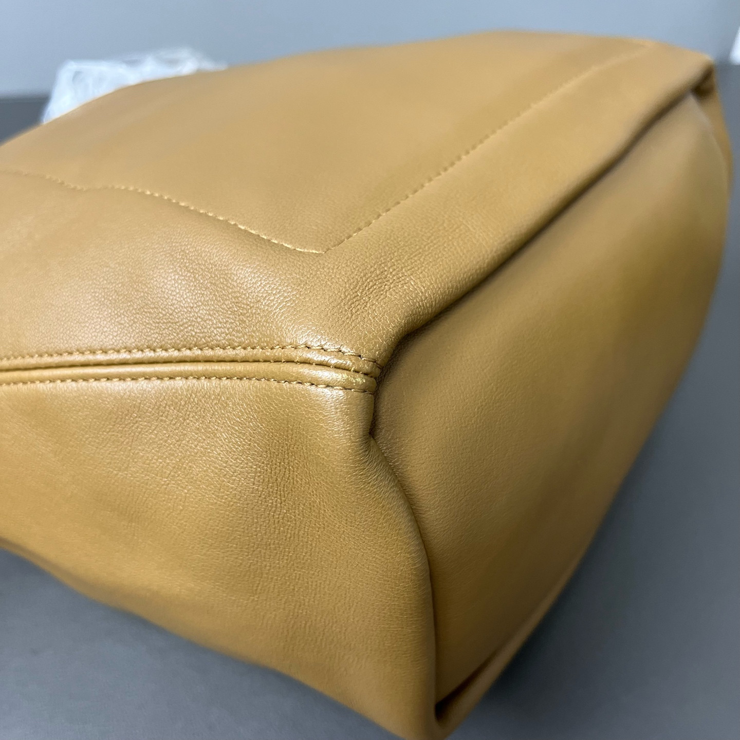 Authentic Loewe Squeeze Nappa Sheepskin Bucket Bag Orange-Brown Gold-Tone eBay