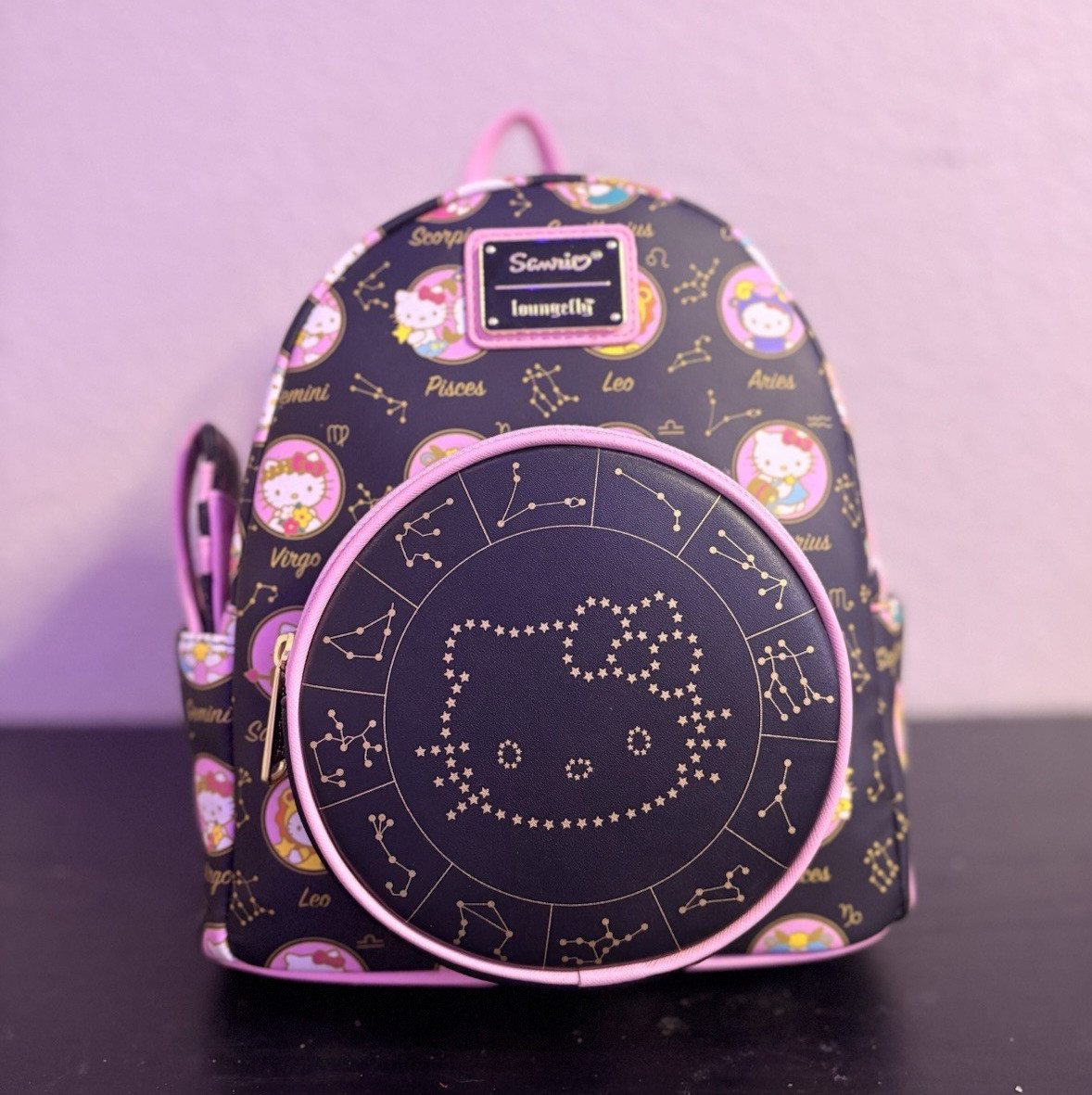Loungefly Sanrio Hello Kitty Zodiac Mini Backpack Black Pink