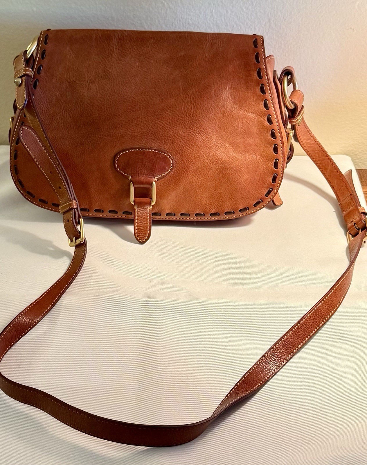 Vintage Dooney & Bourke Equestrian Leather Saddle Shoulder Crossbody Bag
