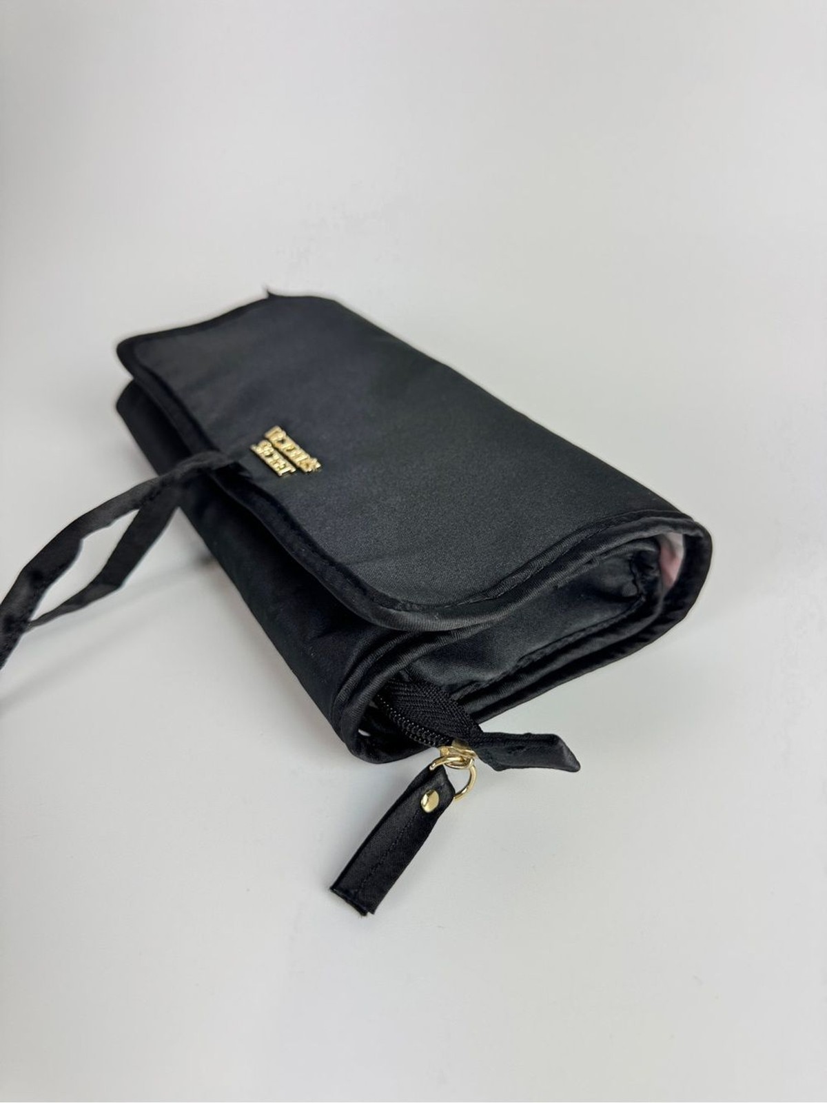 Victoria’s Secret Black Satin Lingerie Travel Organizer Roll-Up Storage Bag