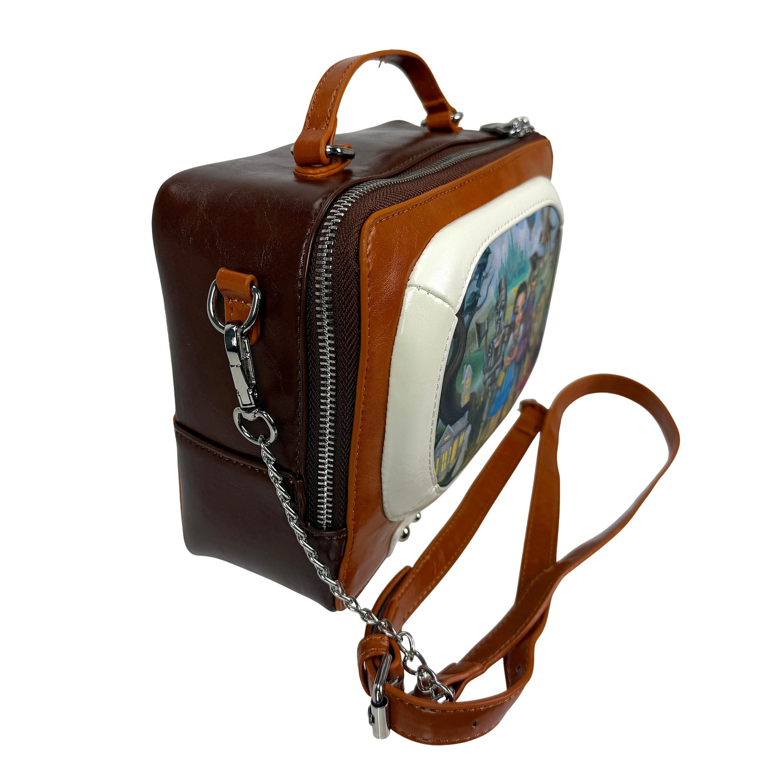 Womens TV Shaped Shoulder Handbag Wizard of Oz Vinyl Brown 9 x 6.5 In