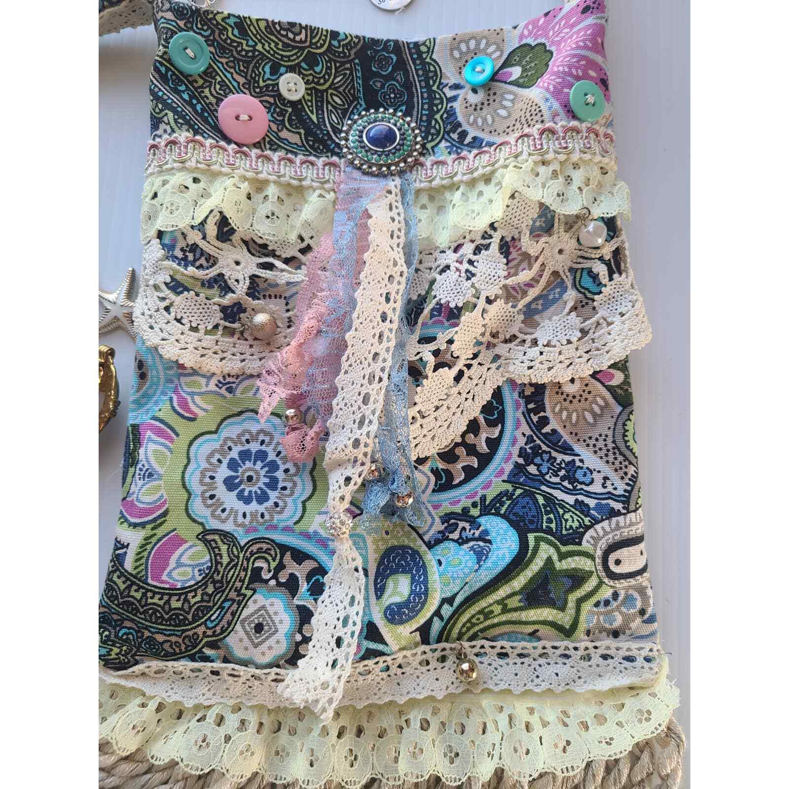 Handmade Upcycled Small Crossbody Purse Boho OOAK bag vintage Paisley