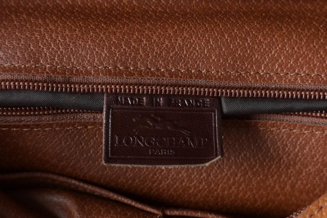 LONGCHAMP Leather Shoulder Bag Brown Auth Women about 9.06 x 12.20 × 2.76 inches