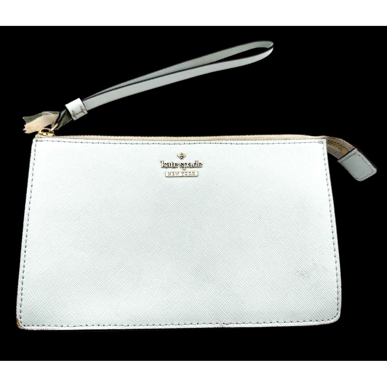 KATE SPADE NEW YORK Leather Wristlet Small Baby Blue Clutch Bag 7″x4.5″