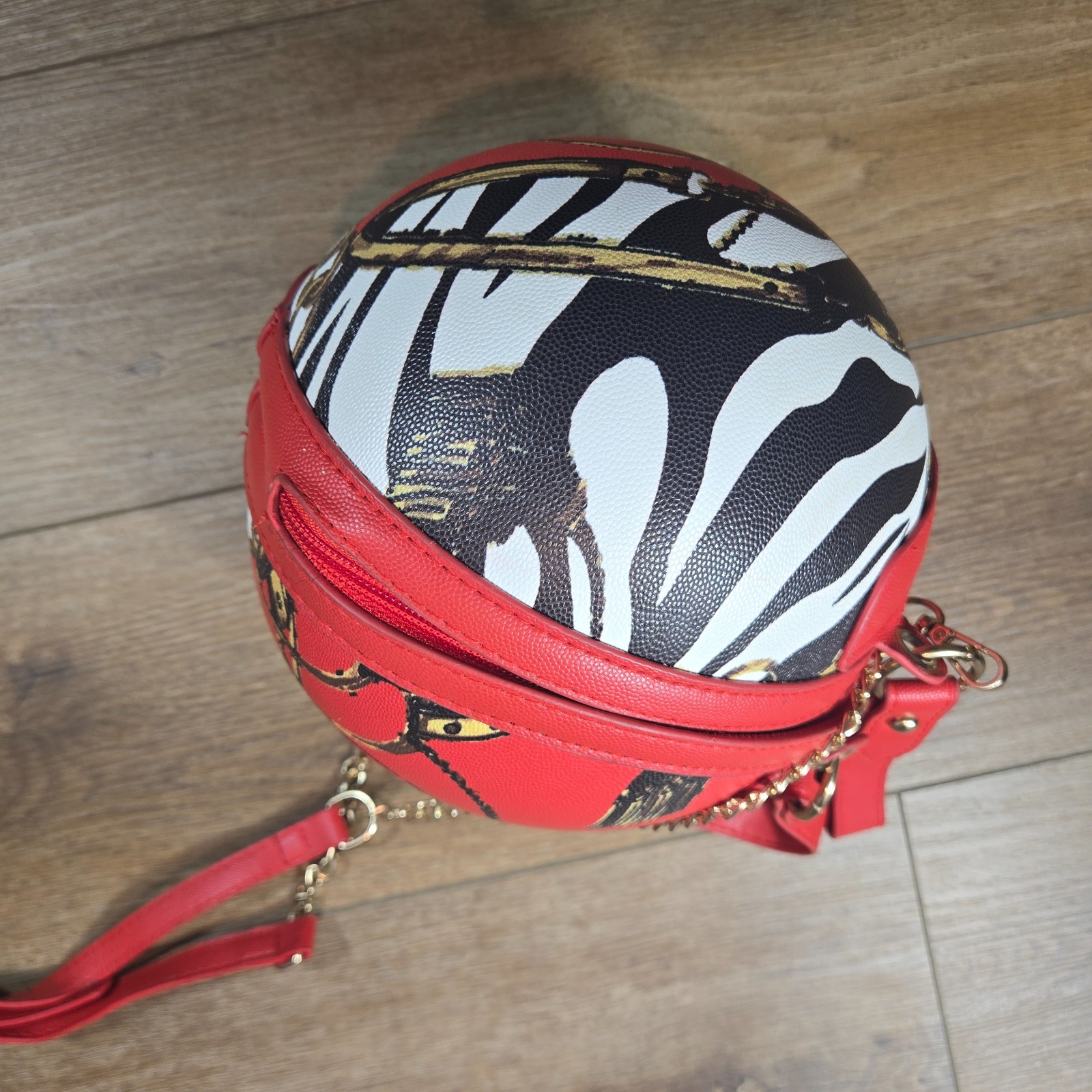 Women Basketball Purse Bag Red Round Sports Handbag Streetwear Athleisure Trendy