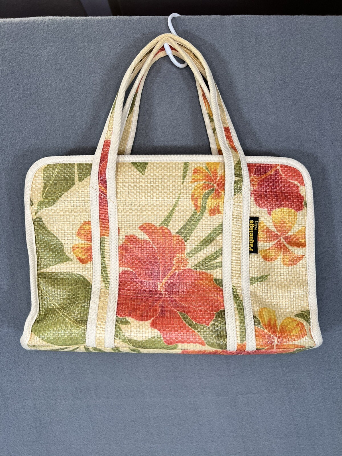Paquetage Paris Raffia Hawaiian Print Handbag/Bag/Purse