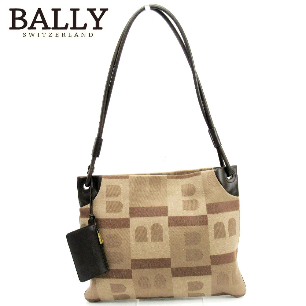 Bally Brown Canvas & Leather One-Shoulder Bag Preowned Vintage c3707s