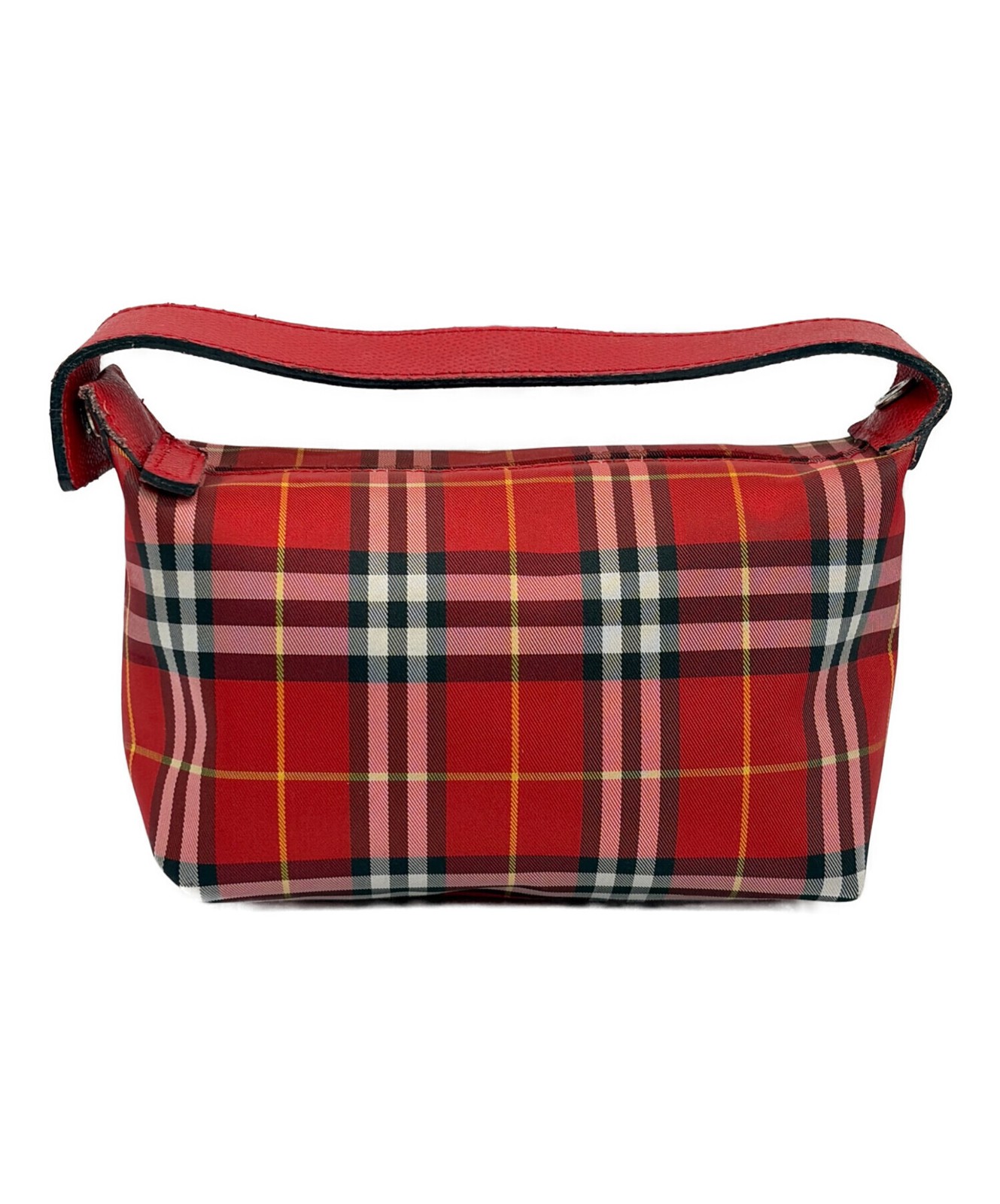 Burberry London Red Nova Check Leather Shoulder Pouch Women Italy 17cm x 11cm