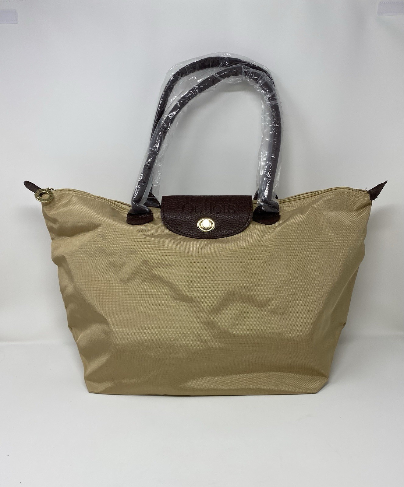 Tanger Outlets Classic Nylon Travel Tote Bag Faux Leather Handles