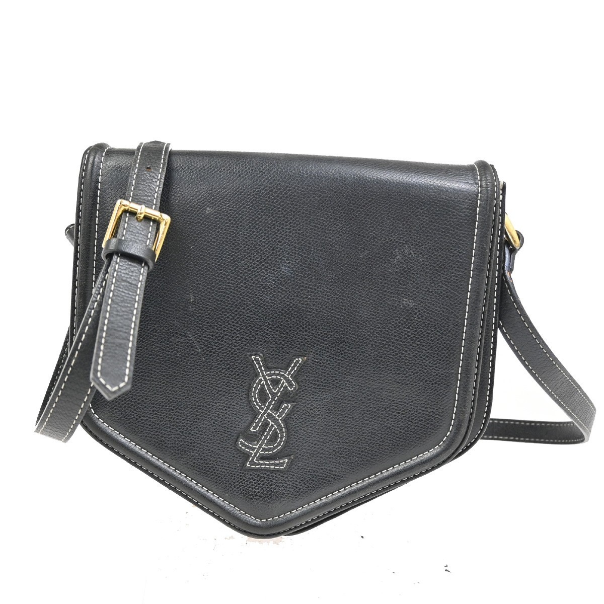YVES SAINT LAURENT Cassandra Shoulder Crossbody Bag Leather Black GHW 30TA582