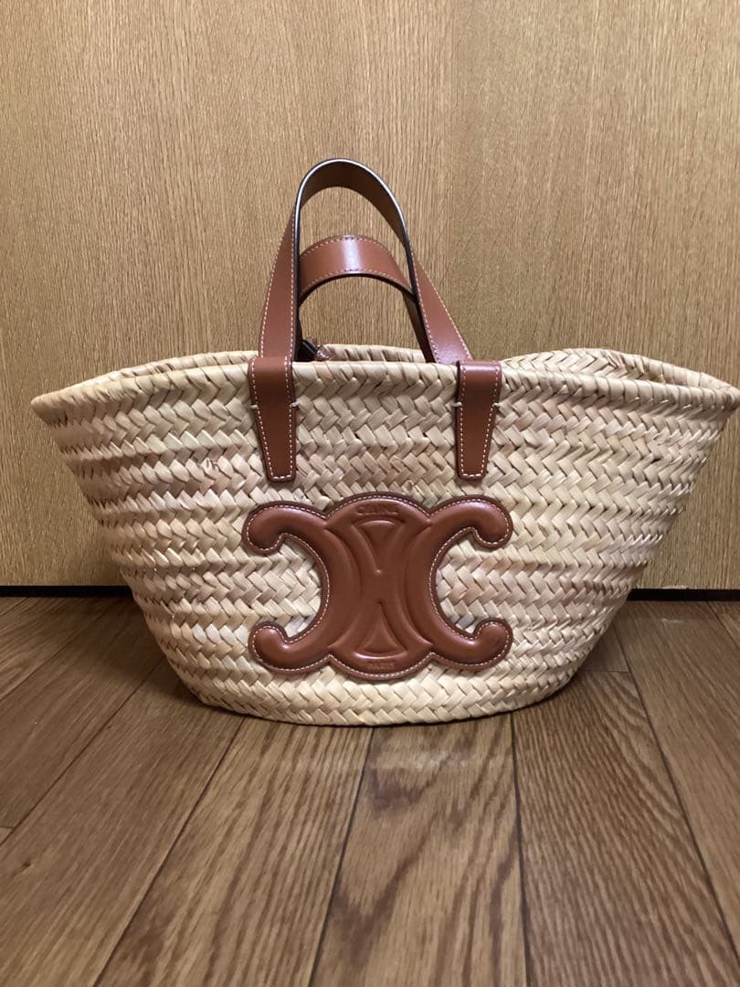 CELINE Triomphe Pannier Basket Bag Raffia