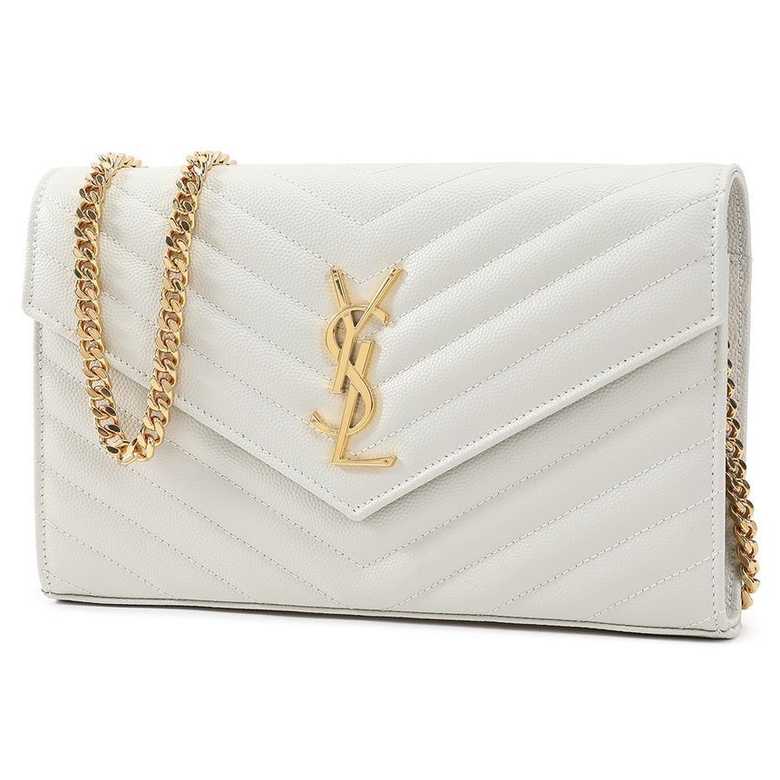 SAINT LAURENT YSL CASSANDRE Cowhide Leather Bag Women’s White 7.4×1.3×4.9 in