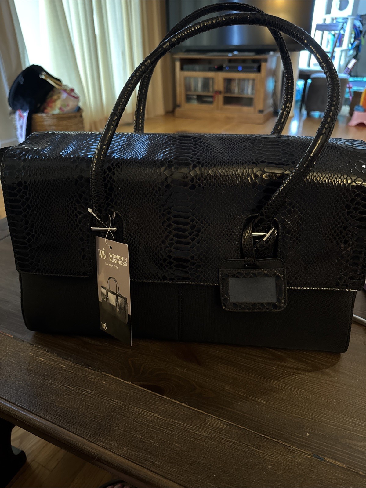 WIB Women In Business London Tote Shoulder Bag Laptop Bag 17.5x12x5.5” Black