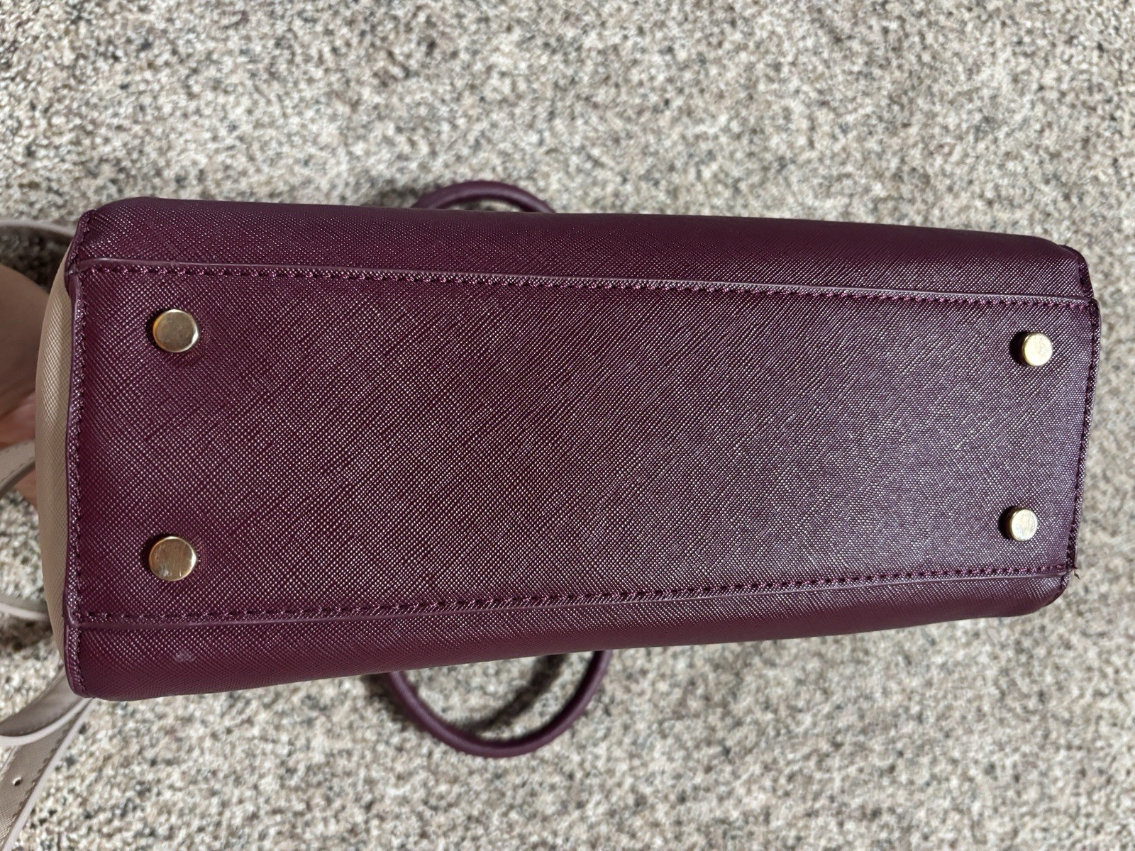 Colorblock Two Tone Burgundy/Cream Shoulder Strap or Handbag multi pocket